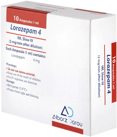 لورازپام  4mg/1mL,1mL تزریقی