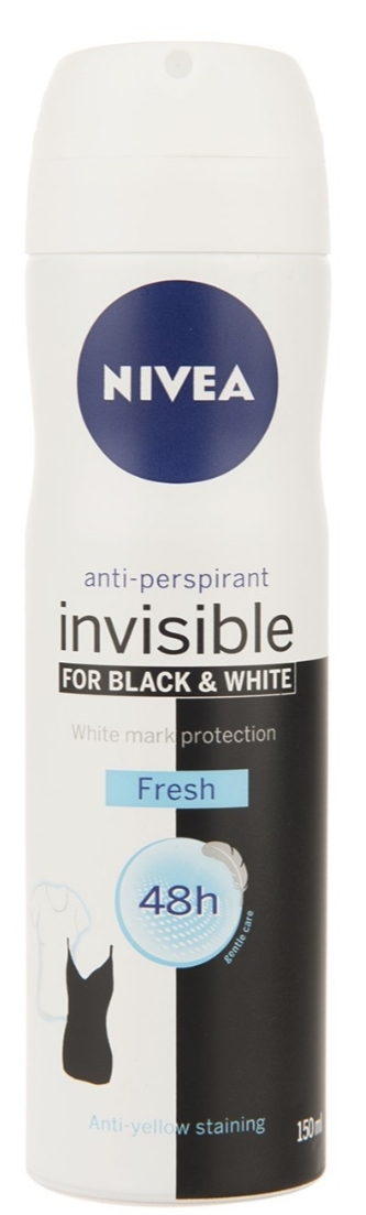 اسپری بدن زنانه مدل Invisible Black And White Fresh نیوا 150 میل