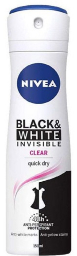 اسپری بدن زنانه نیوا ۱۵۰ میلی Black & White Invisible Clear